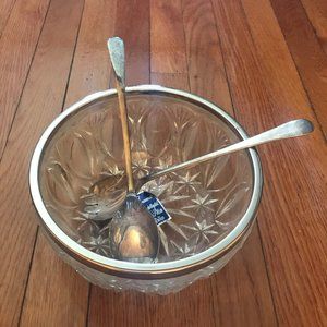 Raimond Crystal & Silverplated Saladbowl & Servers